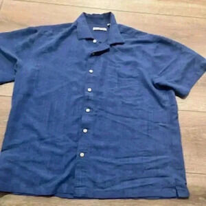 Batek‎ Bay Blue Tone On Tone Short Sleeve Hawaiian Shirt Button Front Mens Sz XL